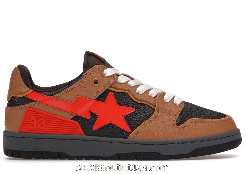 Outlet A Bathing Ape Bape SK8 Sta Brown Orange 001FWH801021_BLK_A