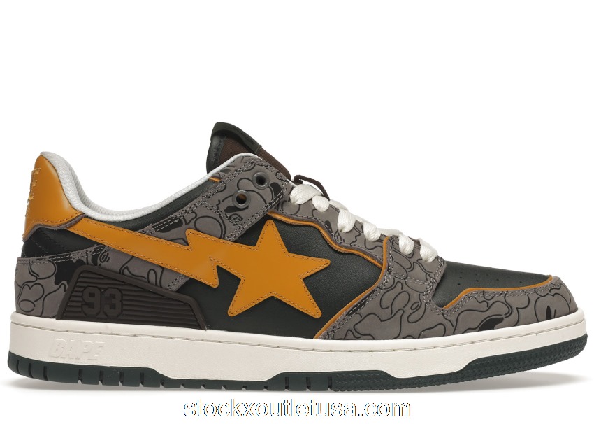 Outlet A Bathing Ape Bape SK8 Sta Grey Mustard Yellow 001FWH801007_GRN_A
