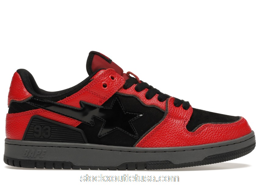 Outlet A Bathing Ape Bape SK8 Sta Red Black 001FWH801003_RED_A