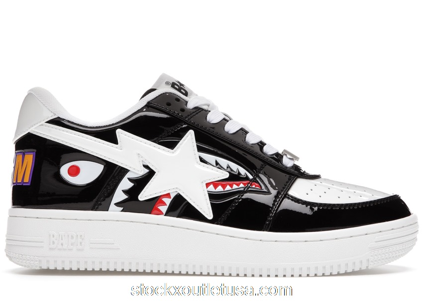 Outlet A Bathing Ape Bape Sta Low Color Block Shark Black