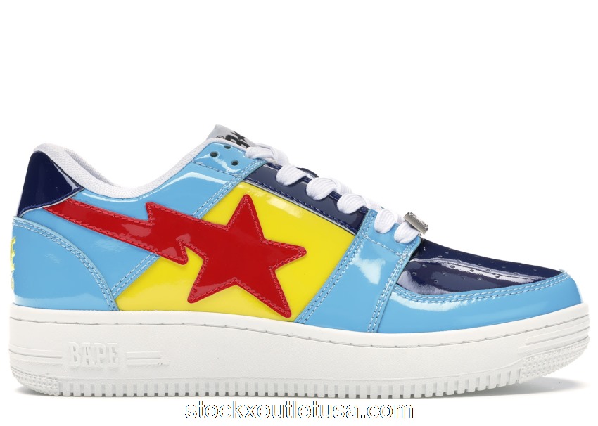 Outlet A Bathing Ape Bape Sta Low Color Block Yellow Navy Baby Blue