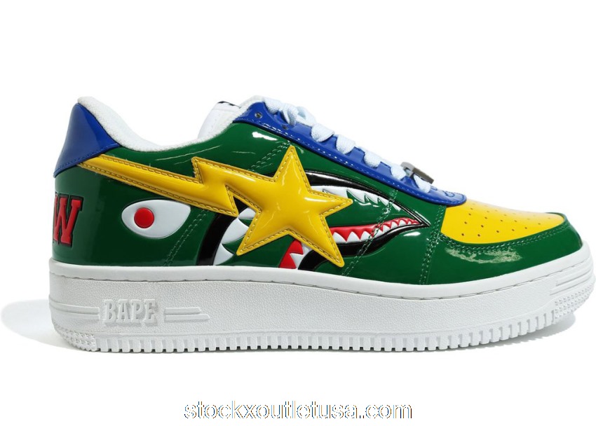 Outlet A Bathing Ape Bape Sta Low M2 20th Anniversary Patent Green