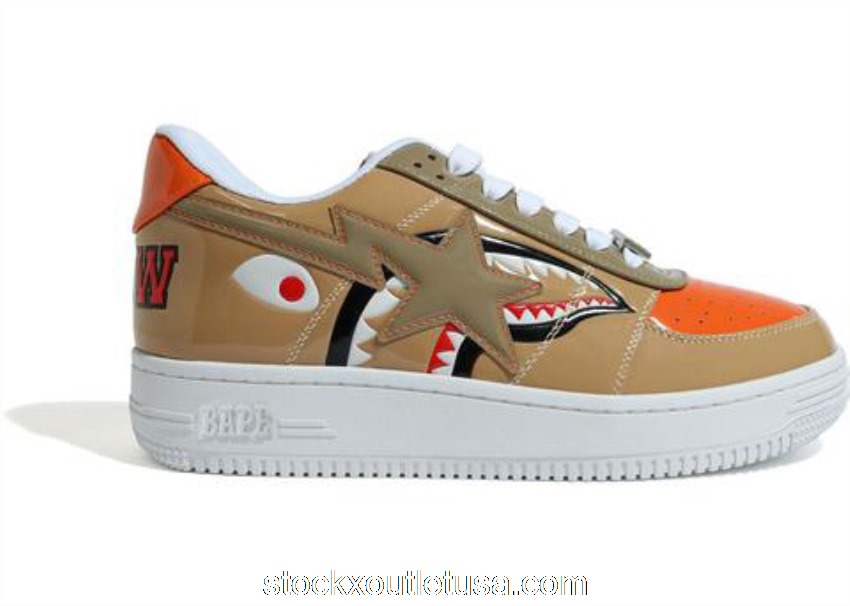 Outlet A Bathing Ape Bape Sta Low Mad Shark Tan Orange