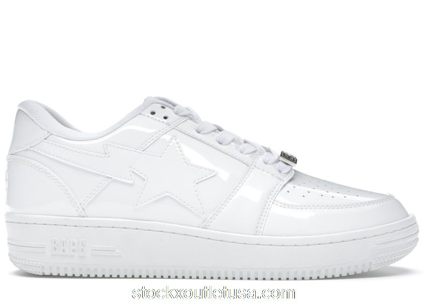 Outlet A Bathing Ape Bape Sta Low Patent White 1G30191010-WH
