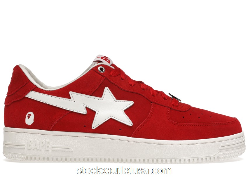Outlet A Bathing Ape Bape Sta Low Red Suede 001FWH201047_RED
