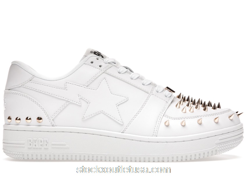 Outlet A Bathing Ape Bape Sta Low White Gold Studded 1H20-191-020-WHT