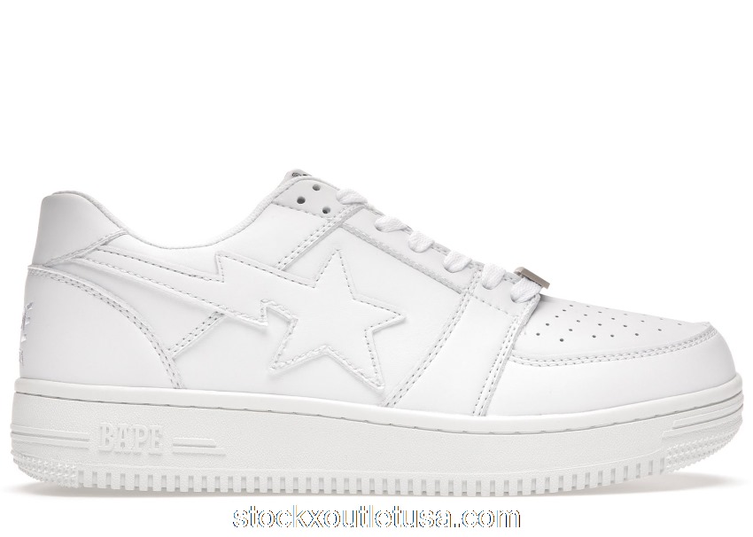 Outlet A Bathing Ape Bape Sta Low White Leather (2020) 1G80191007-WHT