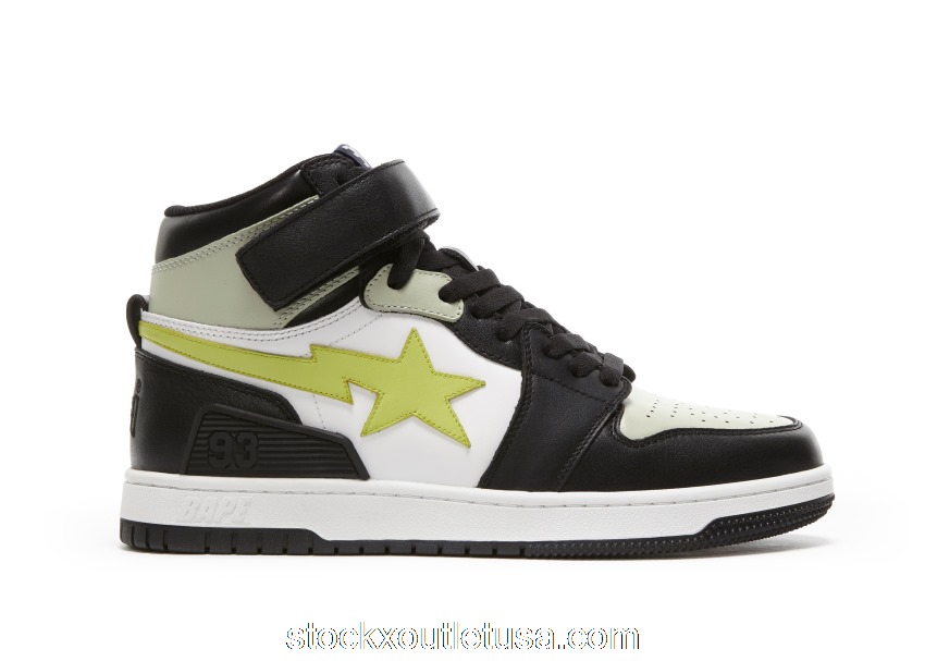Outlet A Bathing Ape Block Sta Hi Black Lime 001FWG701036X