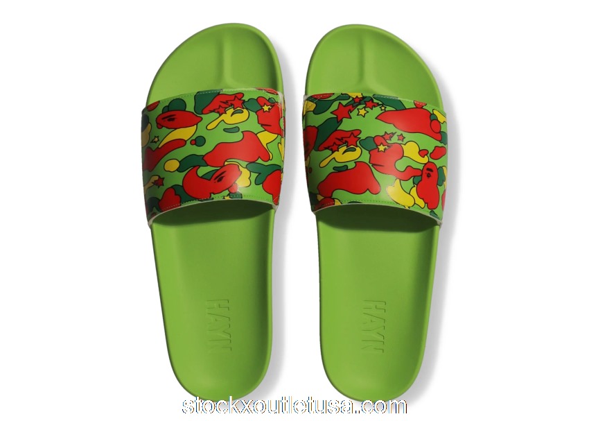 Outlet A Bathing Ape Hayn Slide Green Sta Camo 1H73-191-917 GR