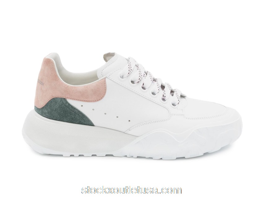 Outlet Alexander McQueen Court Trainer White Taffy Blue Shell Pink (W) 633914WIA9C9914