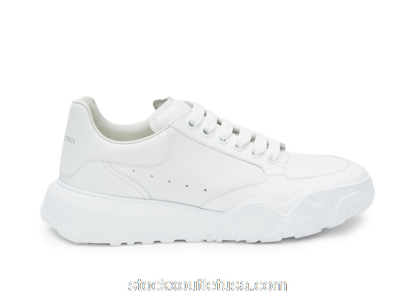 Outlet Alexander McQueen Court Trainers White Leather 634619WIA989000