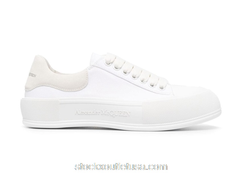 Outlet Alexander McQueen Deck Skate Plimsoll Lace-Up White White 654594W4MV79000 / 654593W4MV79000