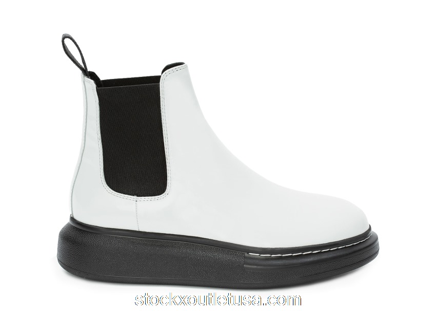 Outlet Alexander McQueen Hybrid Chelsea Boot Black White (W) 586398WHX529061
