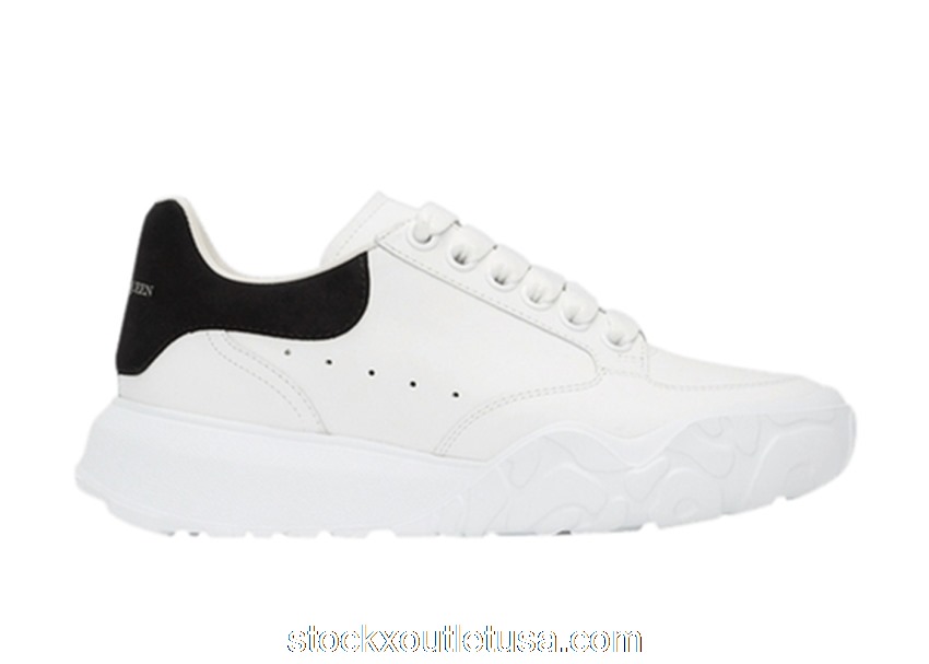 Outlet Alexander McQueen Oversized Court Trainer White Black (W) 633915WIA9A9061
