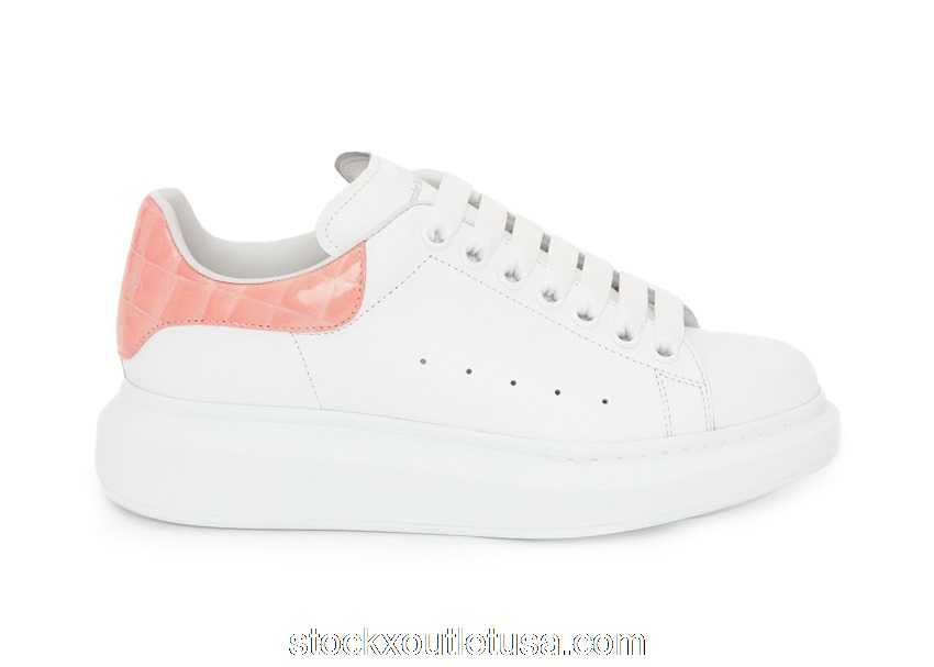 Outlet Alexander McQueen Oversized Pastel Pink Embossed Patent Croco 553770WHGP79084
