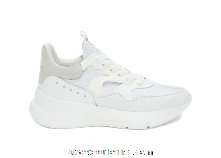Outlet Alexander McQueen Oversized Runner White Silver 604281WHXI19071