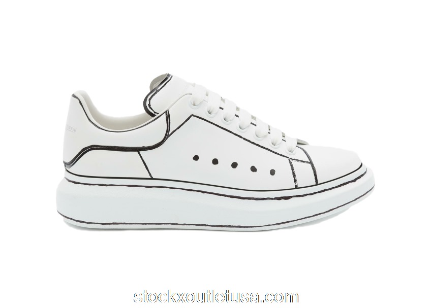 Outlet Alexander McQueen Oversized White Black Outline 627867WHYBI9061
