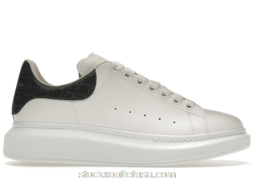 Outlet Alexander McQueen Oversized White Forest Green Embossed Croco 625162WIAFX9448