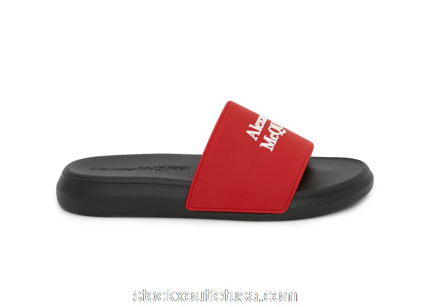 Outlet Alexander McQueen Pool Slide Lust Red White 663564W4QS06487