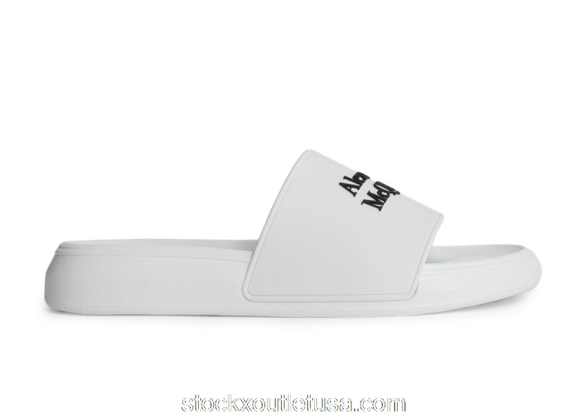 Outlet Alexander McQueen Pool Slide White Black 663564W4RF09061