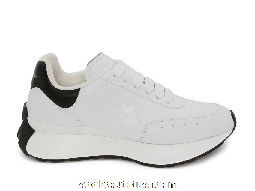 Outlet Alexander McQueen Sprint Runner White Black (W) 687995WIC939061