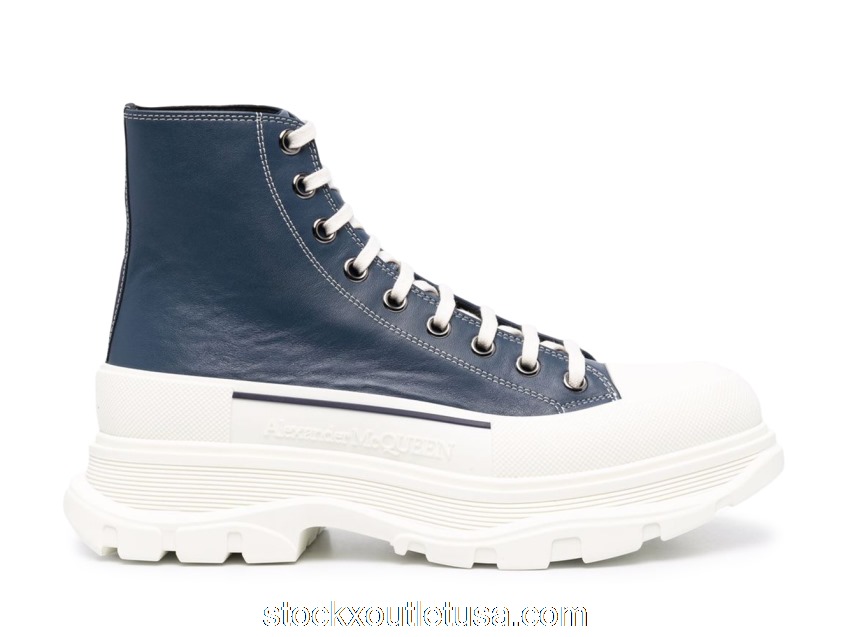 Outlet Alexander McQueen Tread Slick Boot Blue White 627206WIAM2