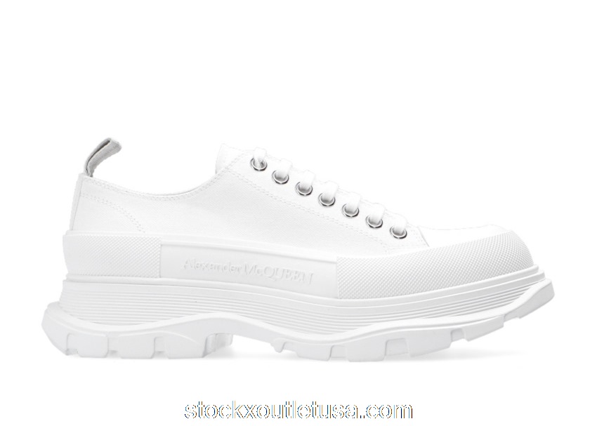 Outlet Alexander McQueen Tread Slick Low Lace Up White FW21 604257W4MV29000