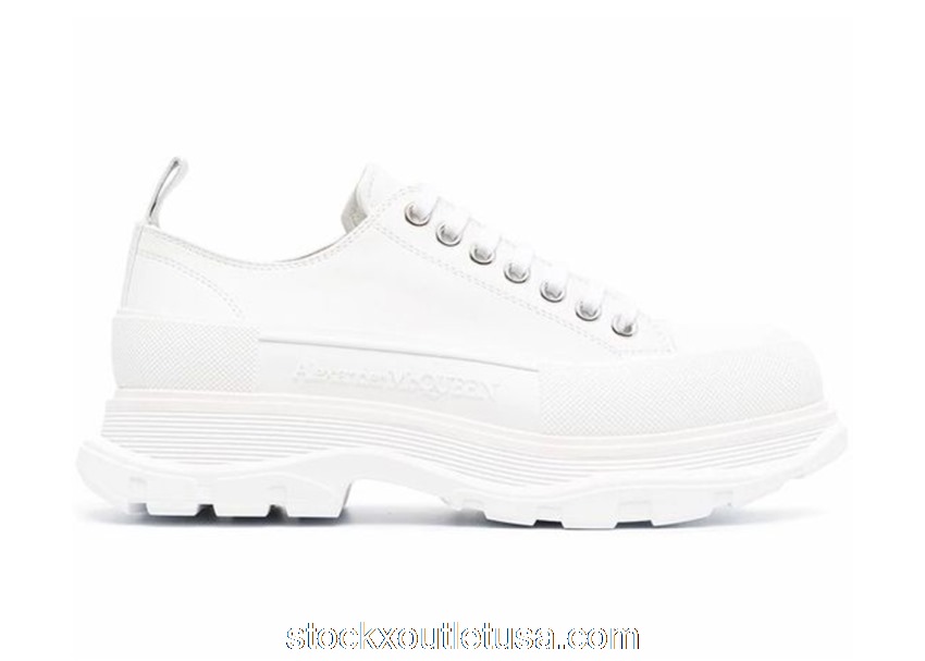 Outlet Alexander McQueen Tread Slick Low Lace Up White White 627225WHZ629071 / 604257W4L329000