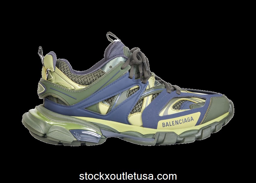 Outlet Baleciaga Track Green Navy Yellow 542023W3AD13123
