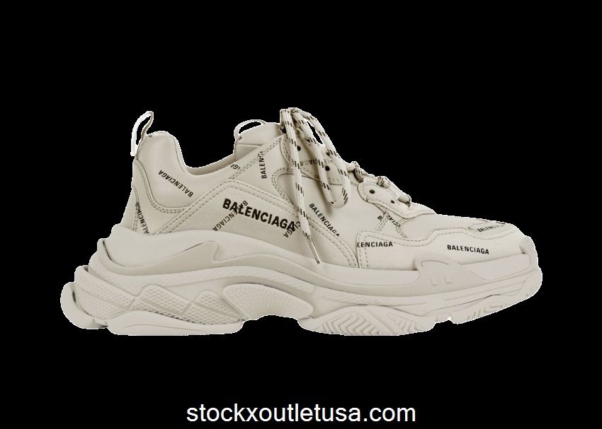 Outlet Balenciaga All Over Logo Triple S Beige (W) 524039W2FA19710
