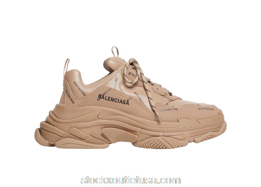 Outlet Balenciaga All Over Logo Triple S Beige 536737W2FA19911