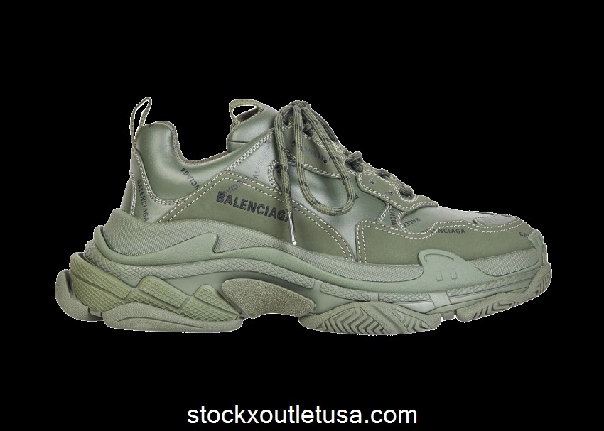 Outlet Balenciaga All Over Logo Triple S Green Black 536737W2FA13510