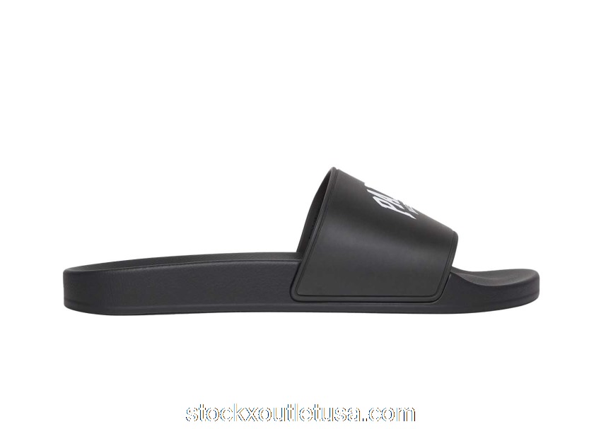 Outlet Balenciaga City Pool Slide Paris Black 689031W1S9A1001