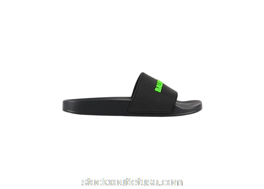 Outlet Balenciaga Pool Slide Black Fluo Green 565826W1S811030