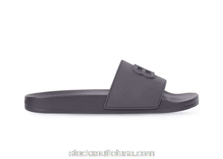Outlet Balenciaga Pool Slides 3D BB Logo Dark Grey 656395W1S851511
