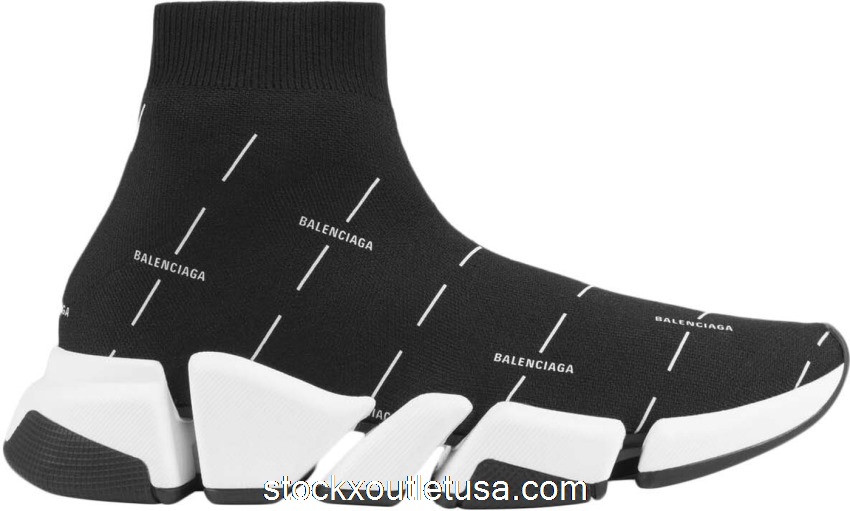 Outlet Balenciaga Speed 2.0 Black White Logo 645421W2DBT1090
