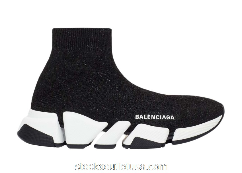 Outlet Balenciaga Speed 2.0 Black White Shiny (W) 636833W2DC11091