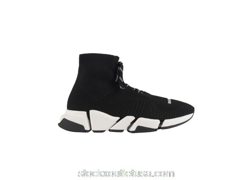 Outlet Balenciaga Speed 2.0 Lace Up Black White 617258W17021015/617258W2DB21015