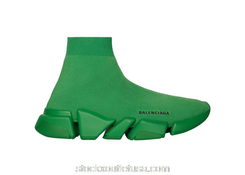 Outlet Balenciaga Speed 2.0 Monochrome Recycled Knit Green (W) 617196W2DB13200