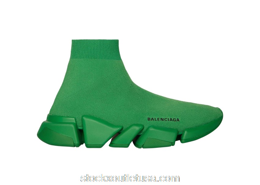 Outlet Balenciaga Speed 2.0 Monochrome Recycled Knit Green 617239W2DB13200