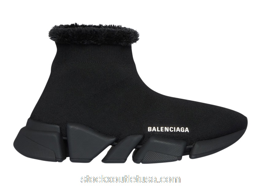 Outlet Balenciaga Speed 2.0 Recycled Fake Fur Black (W) 669789W2DI31000