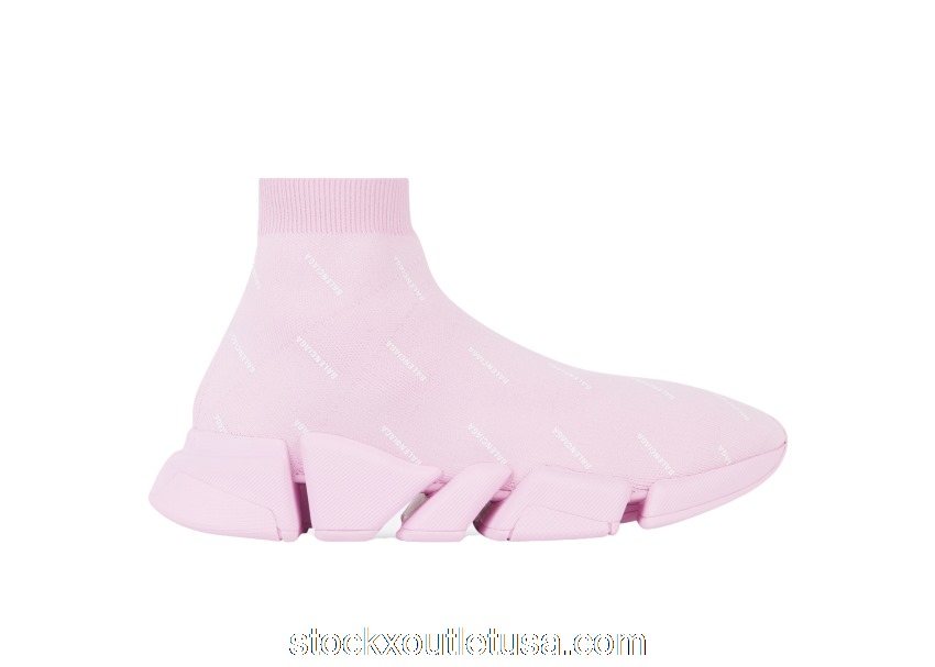 Outlet Balenciaga Speed 2.0 Recycled Knit AllOver Pink (W) 617196W2DBO5601