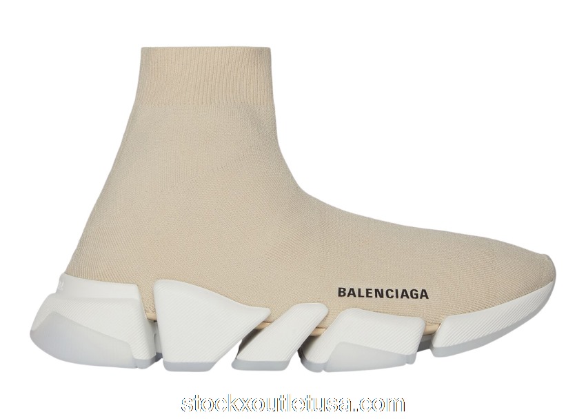 Outlet Balenciaga Speed 2.0 Recycled Sole Transparent Sole Beige 654020W2DI29195