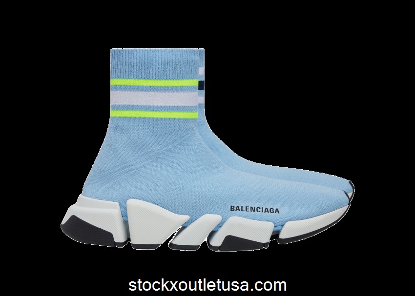 Outlet Balenciaga Speed 2.0 Stripped Light Blue (W) 674608W2F604119