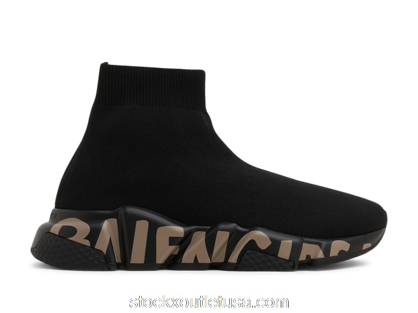 Outlet Balenciaga Speed Graffiti Black Black Brown 605942W2DB71910