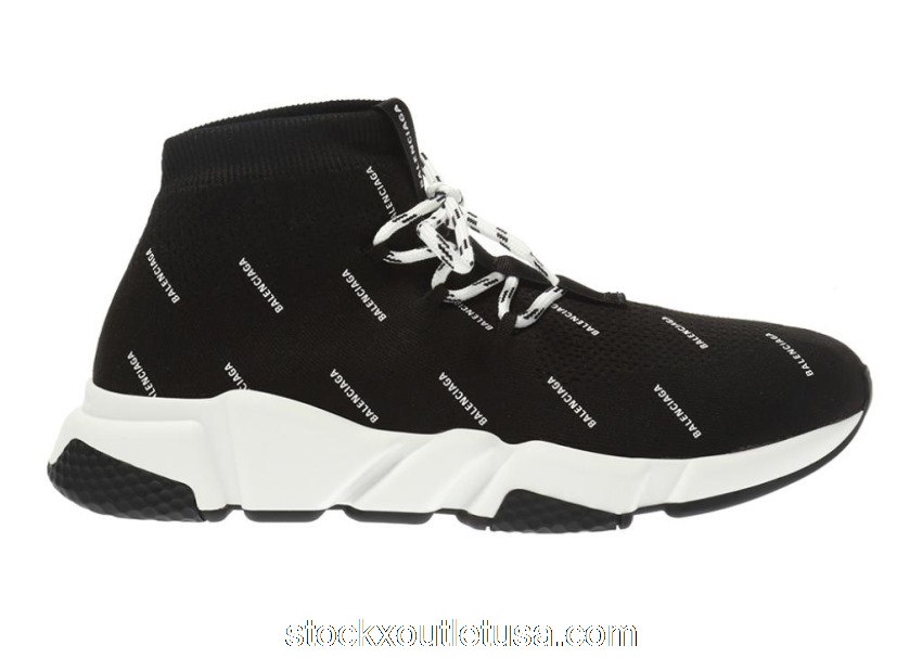 Outlet Balenciaga Speed Lace Up All Over Print Black 530358W1HP11006
