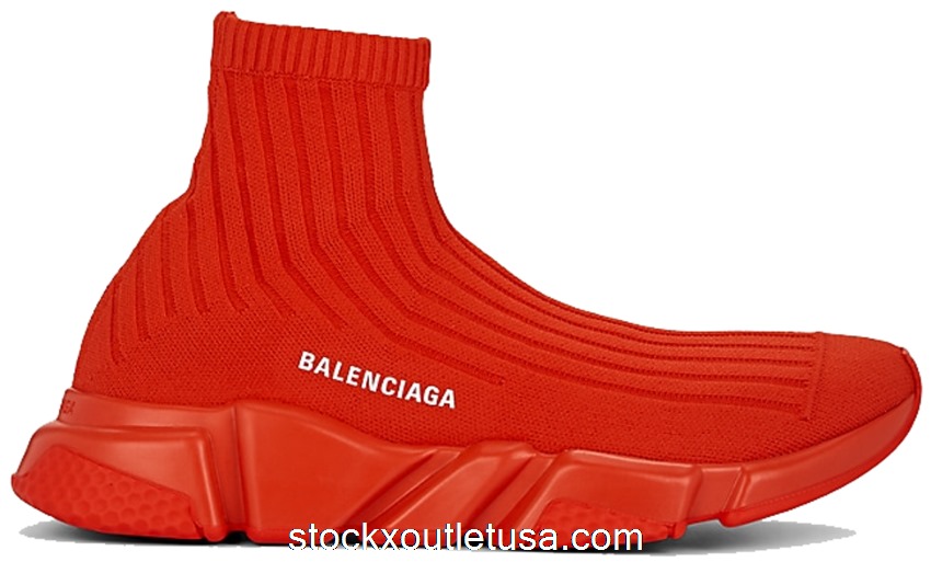 Outlet Balenciaga Speed Rib-Knit Red