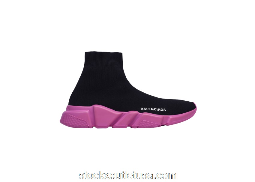 Outlet Balenciaga Speed Sneakers Black Pink Sole (W) 566936W05G01000