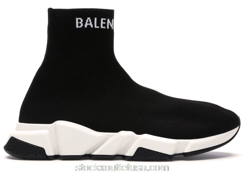 Outlet Balenciaga Speed Sock Slip-On Black White