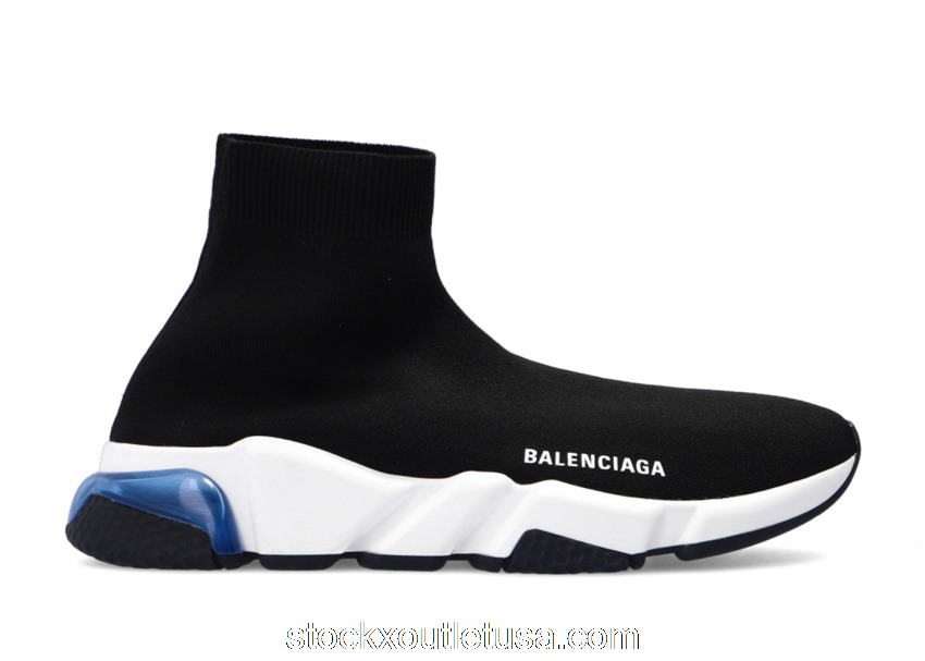 Outlet Balenciaga Speed Trainer Black Blue Clear Sole 607544W05GG1941